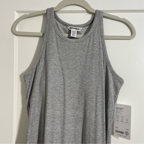 Athleta Signature Ribbed Maxi Dress Grey Medium Tall - Picture 3 of 9